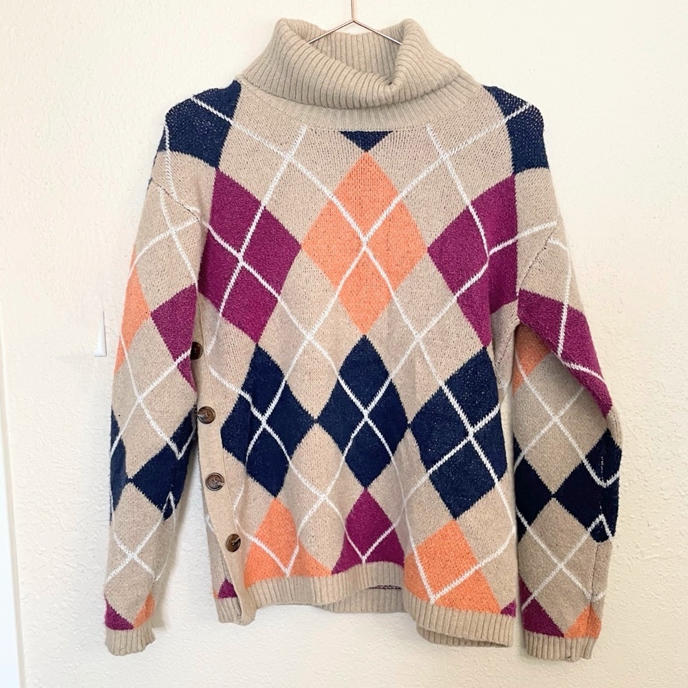St. John's Bay Cozy Argyle Turtleneck Sweater